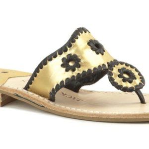 Jack Rogers JACKS FLAT SANDAL- Gold and Black 8.5